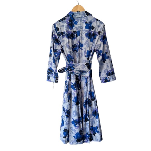 Ivanka Trump blue floral long sleeve wrap dress size 10 NWT - Picture 3 of 7